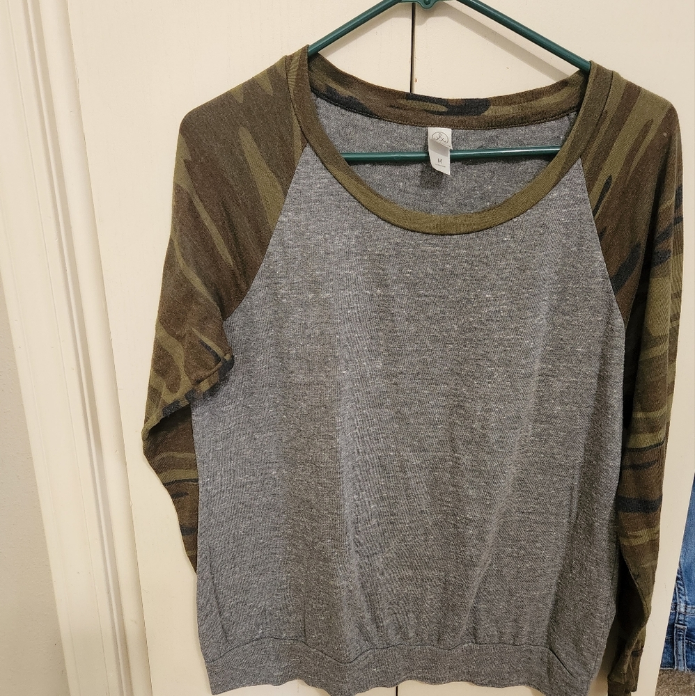 Womens Two Tone Long Sleeve Top